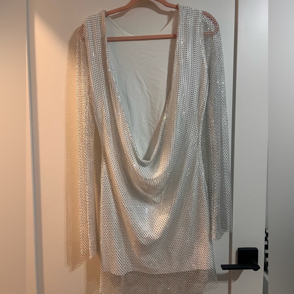 12th Tribe Anna White Rhinestone Mesh Mini Dress - Picture 3 of 5
